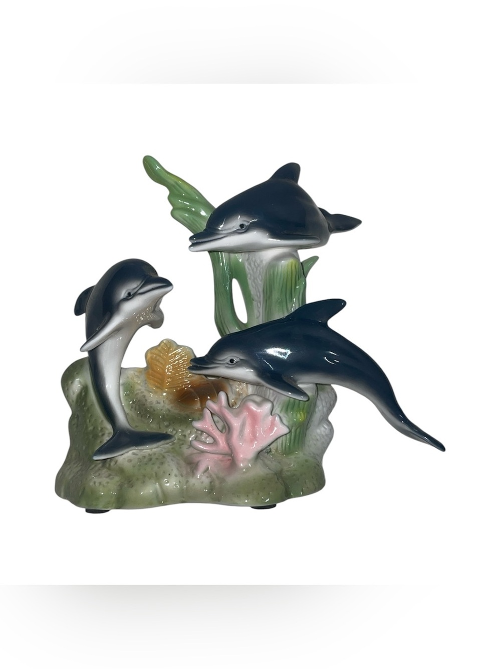 Vintage Three Dolphins Swimming Figurine